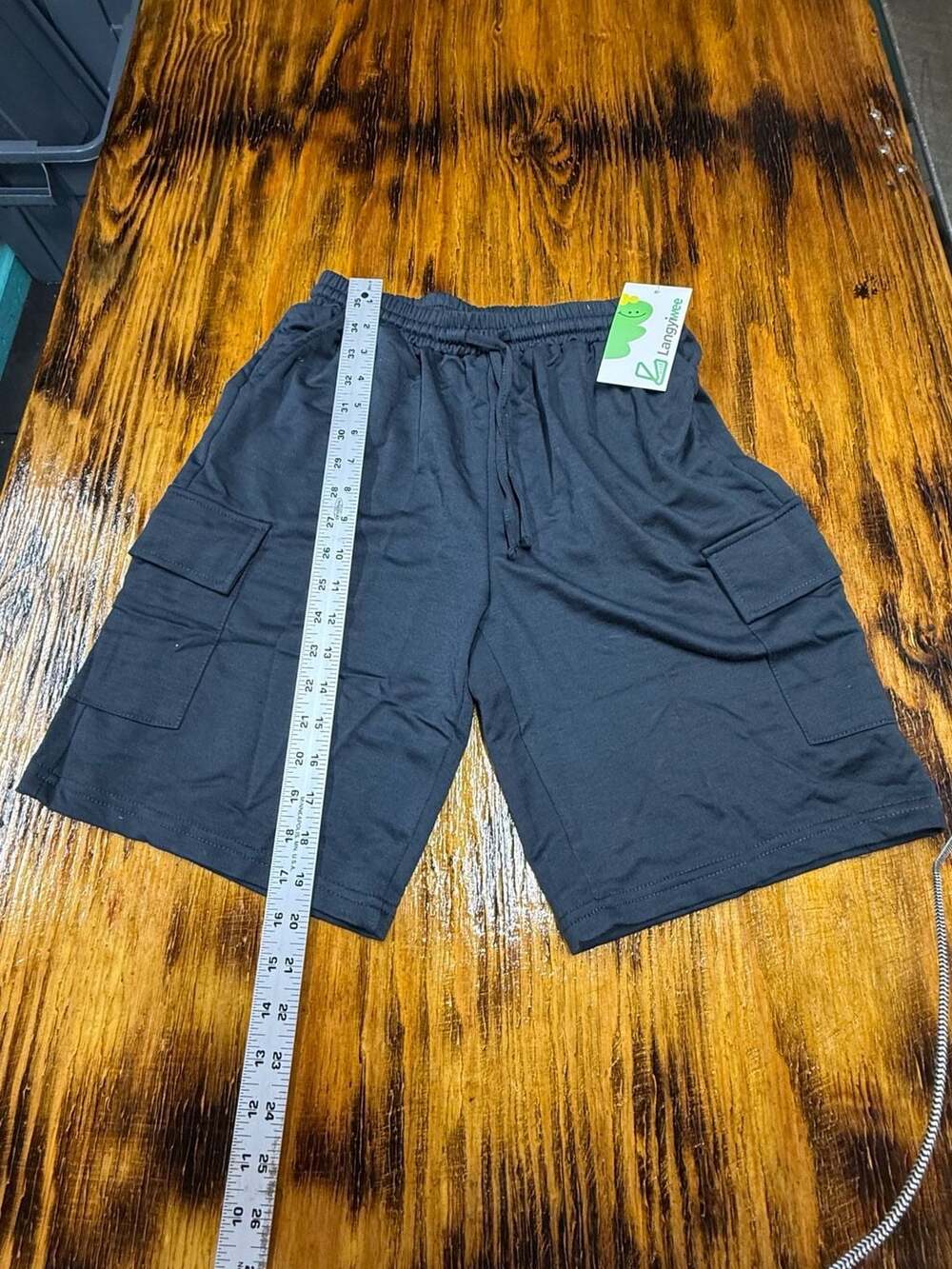 Langyiwee Cargo Shorts Size 13-14Y Black Polyester Spandex